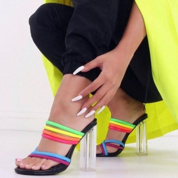 My Poshtique Shoes - Multicolor Strappy Block Heel Sandals